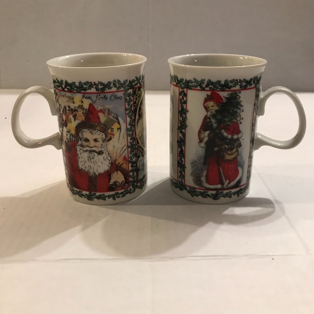 Set Of 2 “Merry Christmas” Mugs By Dunoon 4” Tall Made In Scotland
